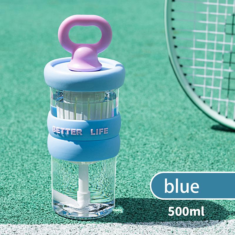 

Милый летний пластиковый стаканчик для студентов, спортивная бутылка для воды, подарочный портативный герметичный стаканчик синий