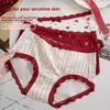 Plus Size Lady Spring and Summer Wedding Celebration Red Lace Cotton Extended Middle Waist Triangle Briefs