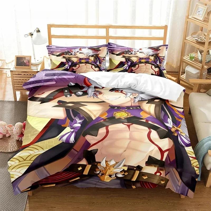 Comforter 3D Print Genshin Impact Anime Arataki Ltto Bedding Set Boys Girls Twin Queen King Size Bed Boys Adult