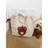 Thickened Model~ Vintage Nylon Tote Bag Large Capacity Embroidered Shoulder Bundle Mouth Bag Student Class Commuter Bag