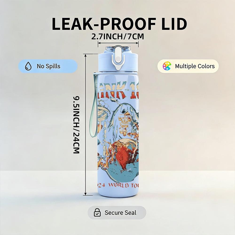 1PC Vintage Dark Fantasy Band Art Collage Print 750ml Portable Sports Water Bottle Leakproof Gym Outdoor Travel Drink Cup