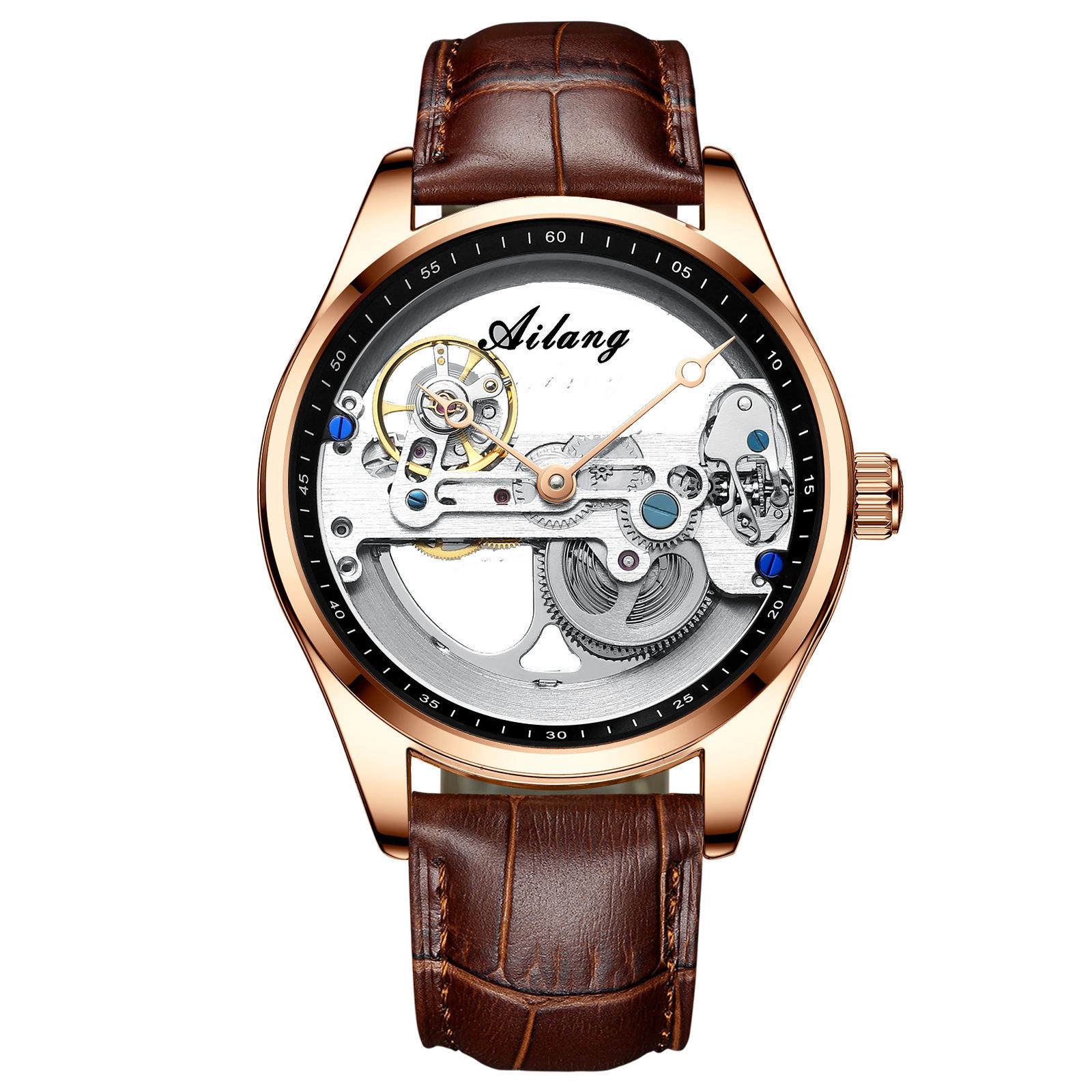 

AILANG New Automatic Skeleton Mechanical Watch Men Корейська мода водонепроникний чоловічий механічний годинник