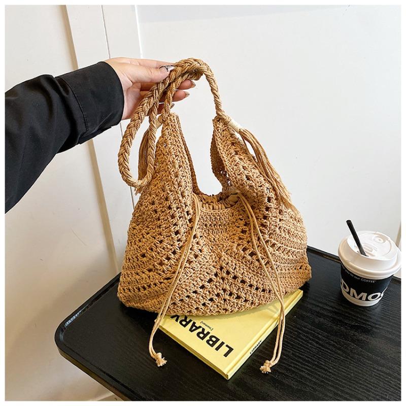 Beach Vacation Personalized Knitted Hollow Pattern Tote Bag Casual Women's Shoulder Messenger Bag