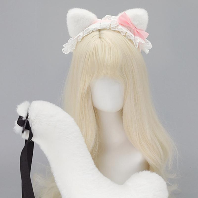 Plush Kitten Ears Headbands With NonSlip Silicone Grip For Role Play And Sports Activities Plush Headwear
