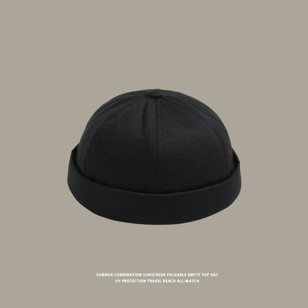 Vintage Style Brimless Docker Cap Adjustable Dome Melon Cap Unisex Brimless Hat  Street Hip Hop