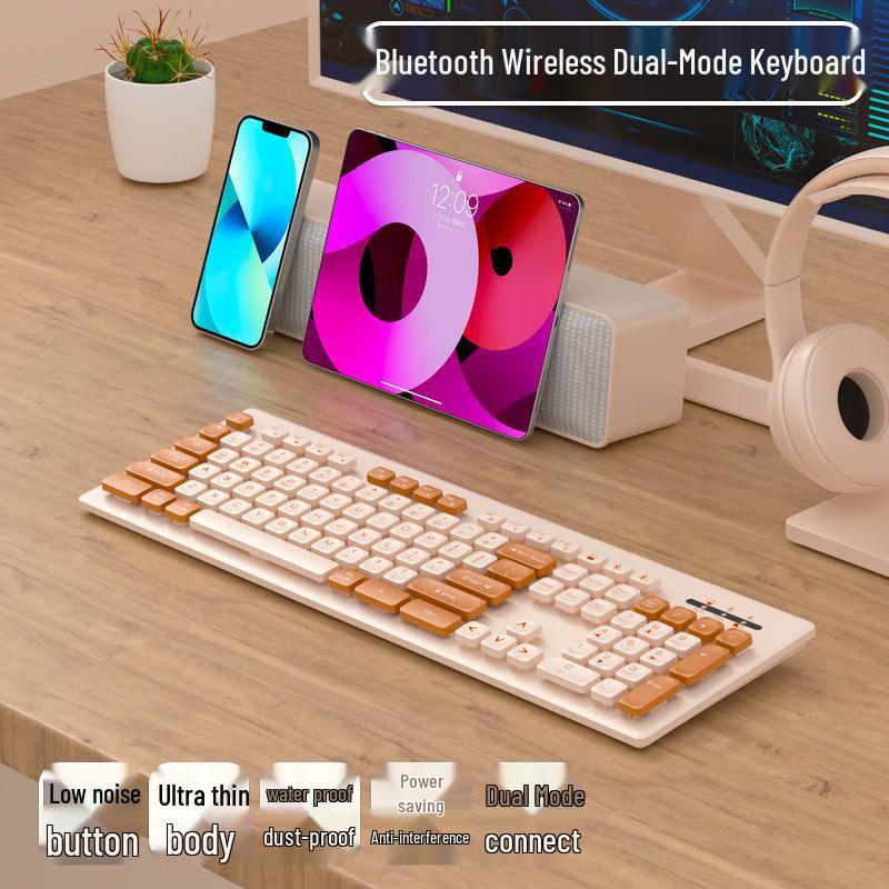 Silent Wireless/Wired Keyboard & Mouse Set for Girls - Ideal for Laptops, Office & Home Use.