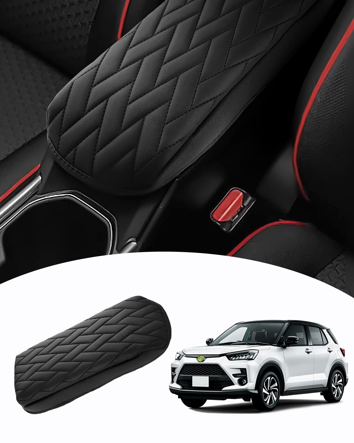 

Mozan Armrest for Toyota Raize and Daihatsu Rocky Hybrid Vehicles 2021 Parallelogram Pattern Armrest Console Box Armrest Custom Protects Stain Custom