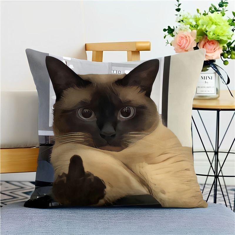 

Cat FunnyAbstract Emoji Pillow Cover Removable Washable Home Cushion Cover 45cmx45cm