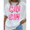 Women's Cin Cin Cup Print Tee Crew Neck Short Sleeve Spring Summer Casual Top