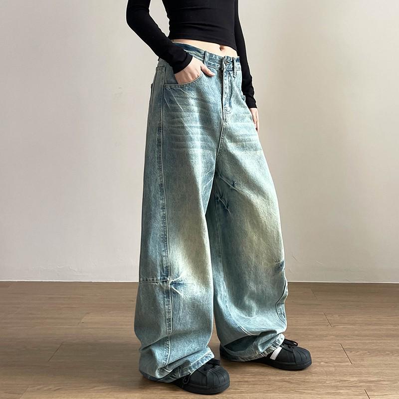 

Unisex American Retro Scimitar Loose-Fit Wide-Leg Jeans XXXL