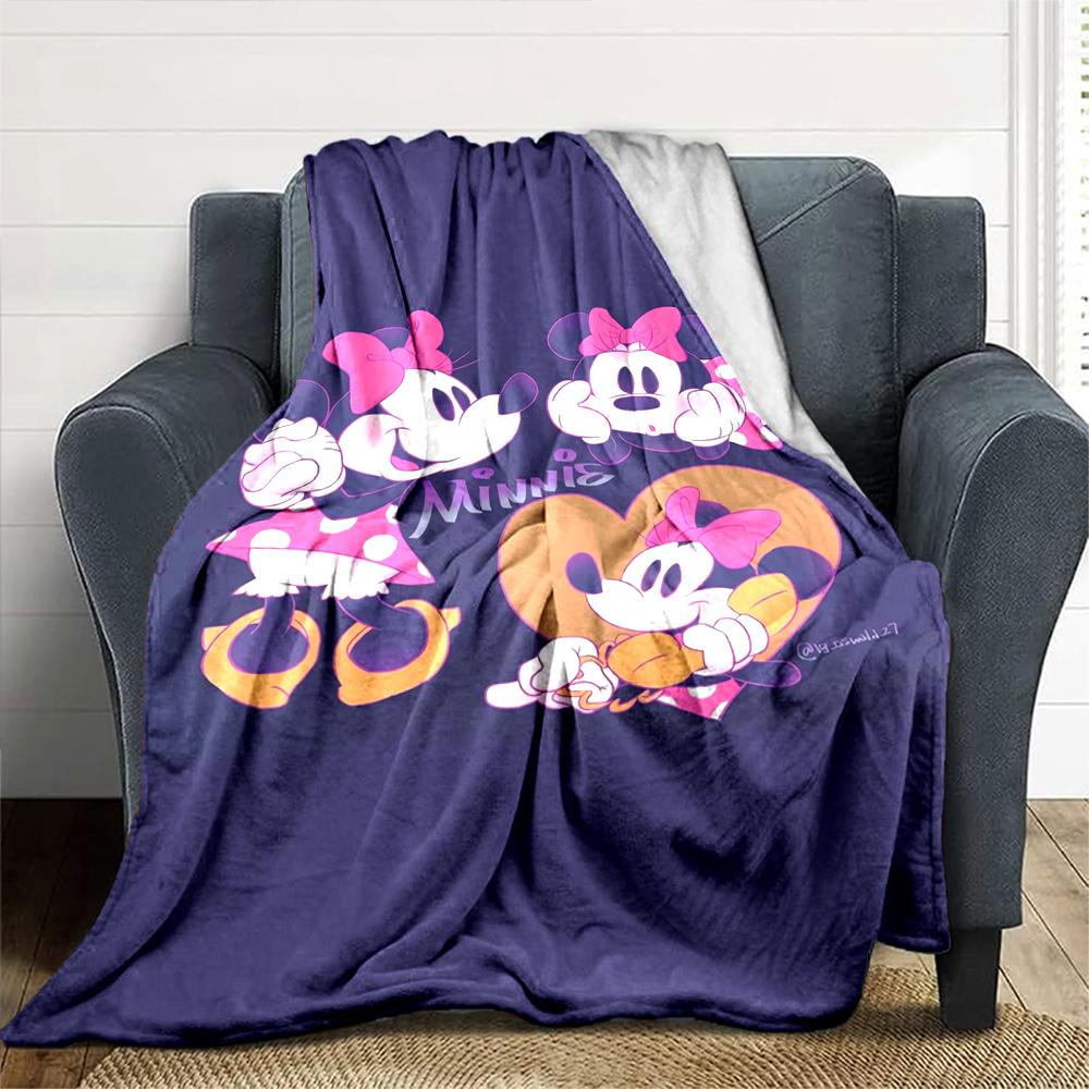 Minnie Mouse Heart Friendship Flannel Blanket Super Soft Warm Cozy Blanket For Sofa Bed Office Travel Allseason Home Decor Gift
