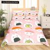 Japanese Sushi King Queen Duvet Cover Little Cat Bedding Set Novelty Cartoon Pet Animal Japan Food White Polyester Quilt Cover