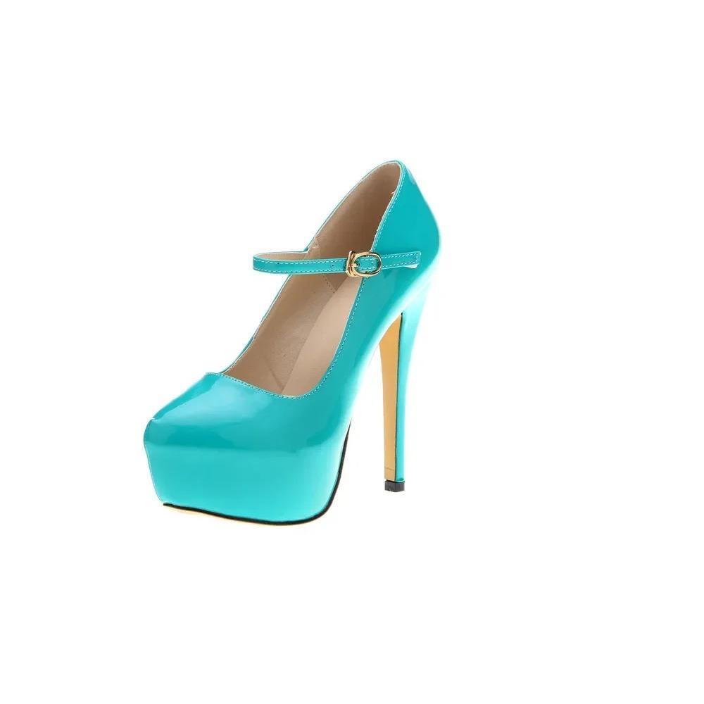 Neue Damen Pumps Plateau Knöchelriemen Stiletto High Heels Kleid Schnalle Hochzeitsschuhe Große Größe Mode Party Dünne Absätze