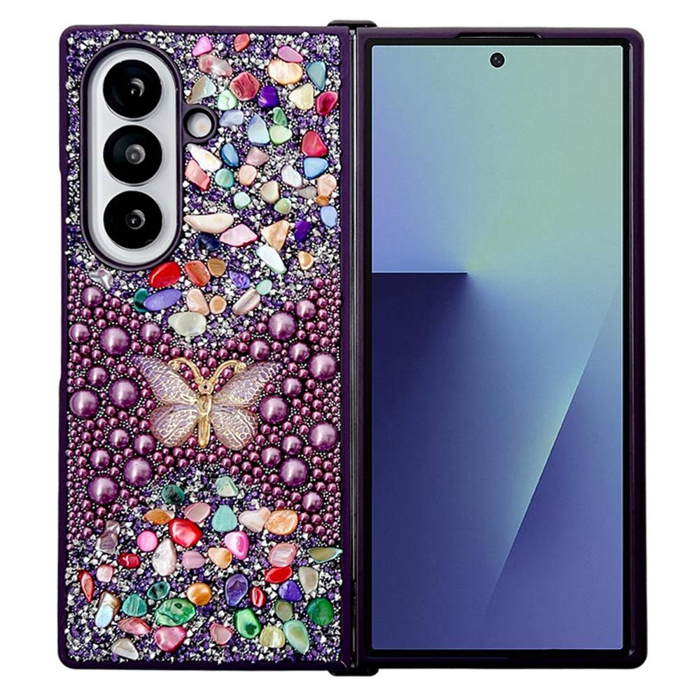 Für Samsung Galaxy Z Fold7 5G PC Handyhülle Bunte Strass Schmetterling Deko Handyhülle