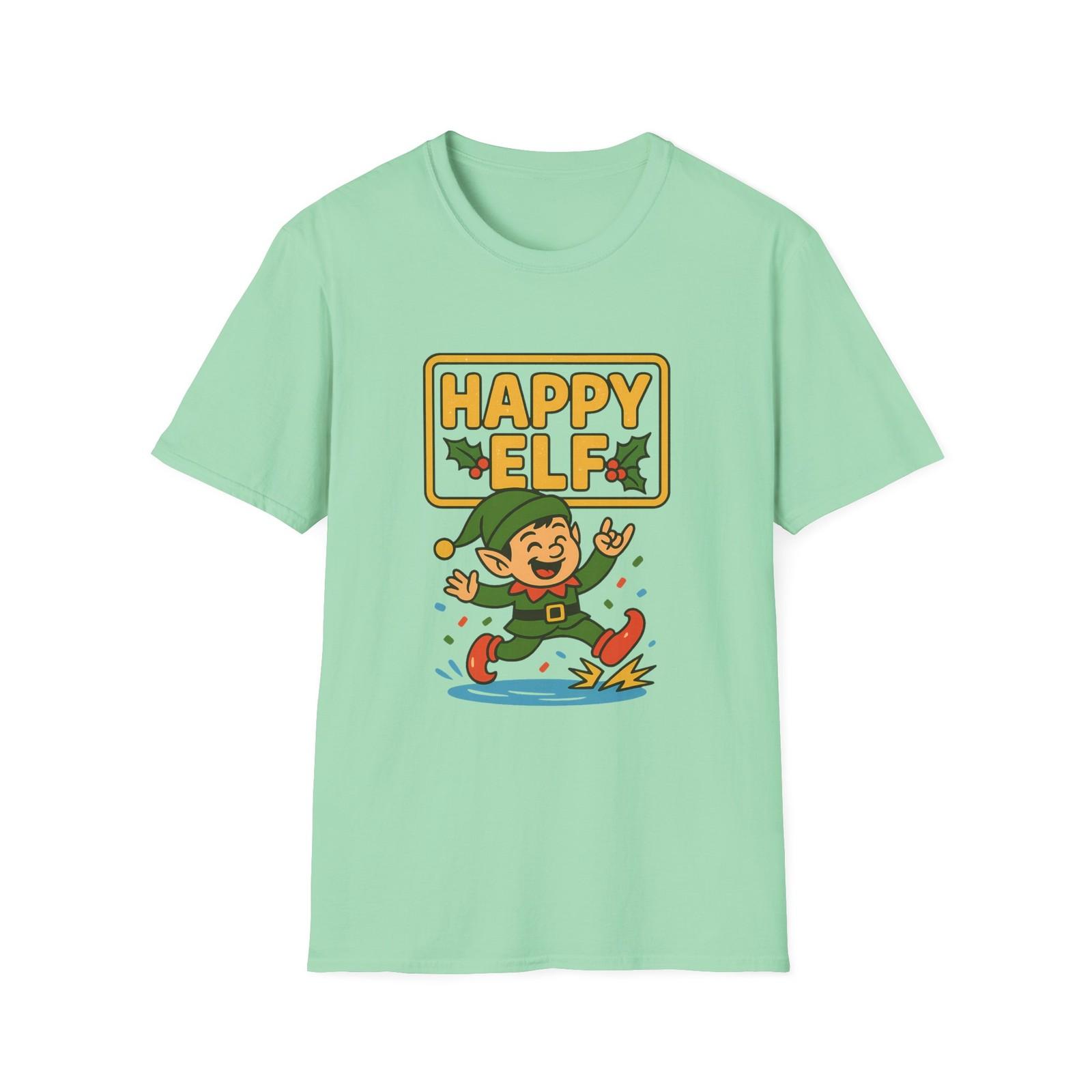 Unisex Softstyle T-Shirt Mens Womens Tees Top Festive Elf Joyful Vibes Happy Elf Confetti Christmas 2XL