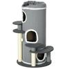 PawHut Cat Scratching Tower with 2 Hideouts, 4 Resting Surfaces and 4 Scratching Posts, 57 X 57 X 99 Cm, Gray and White