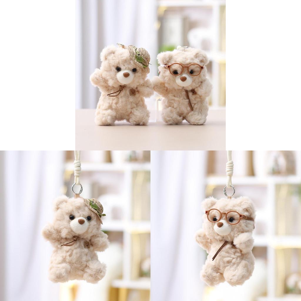 Plush Bear Keychain With Polyester Fiber For Girls Gift And Bag Decoration