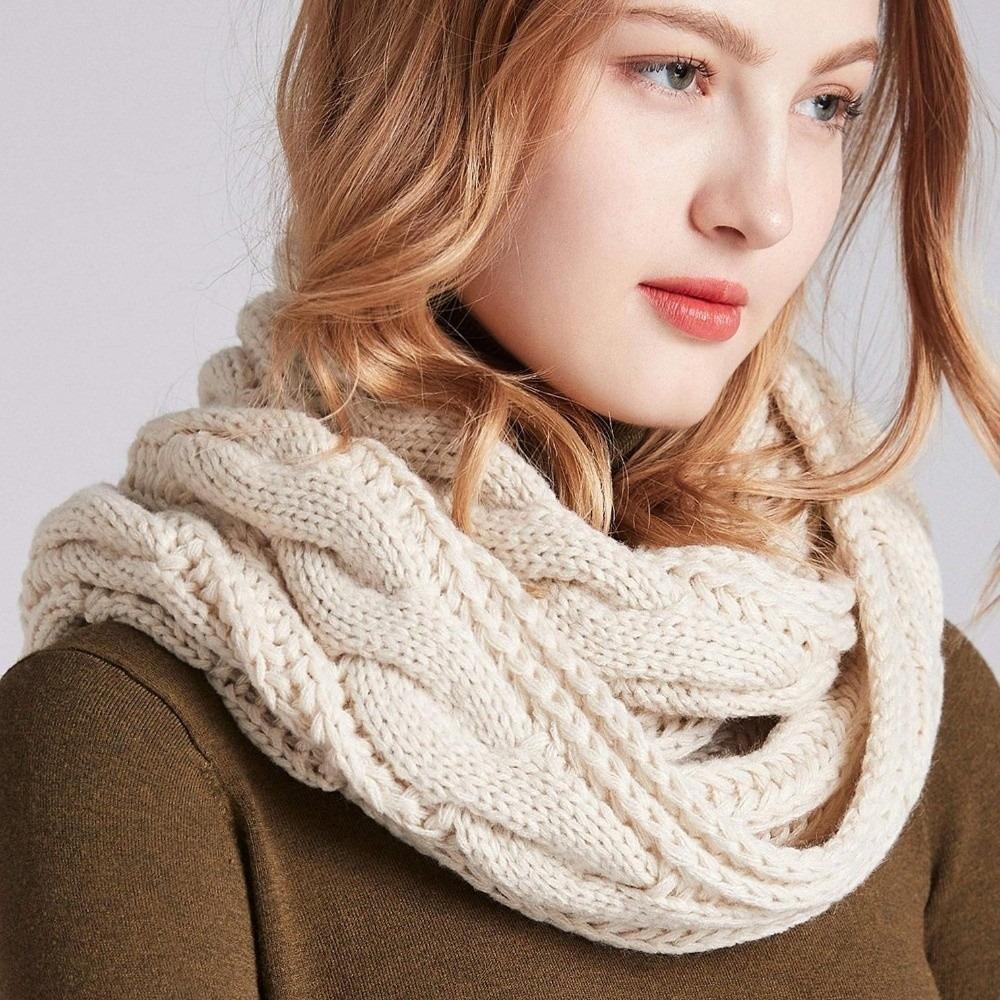 Thickened Knitted Scarf Solid Color Warm Scarves Simple Wool Bib Men