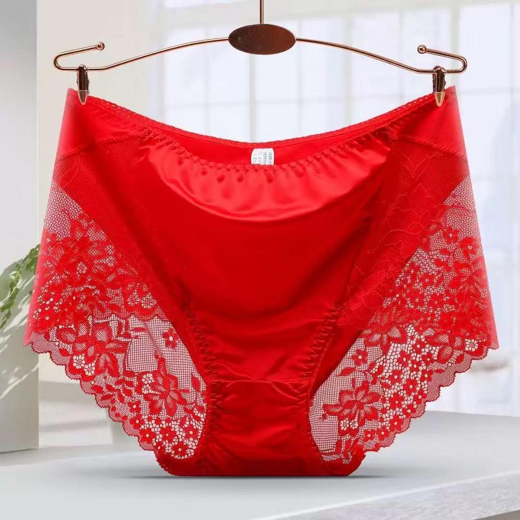 High-Quality Modal Women's Mid-Rise Lace Seamless Hip-Lifting Panties with Pure Cotton Crotch
