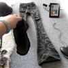 Camouflage Arbeitsjeans Damen Übergröße Schlaghosen Design Gerade Locker Hufeisen Schleifende Hose Jeans für Damen Lange Denimhose