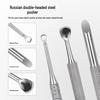 Russian Style Slanted Head Nail Art Tool: Double-Headed Steel Pusher & Gel Remover Stick.