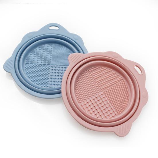 Makeup Brush Cleaner Soft Silicone Protective Head Anti-Fall Durable Folding Wash Bowl Large Capacity Compact Size Makeup Brush Washer