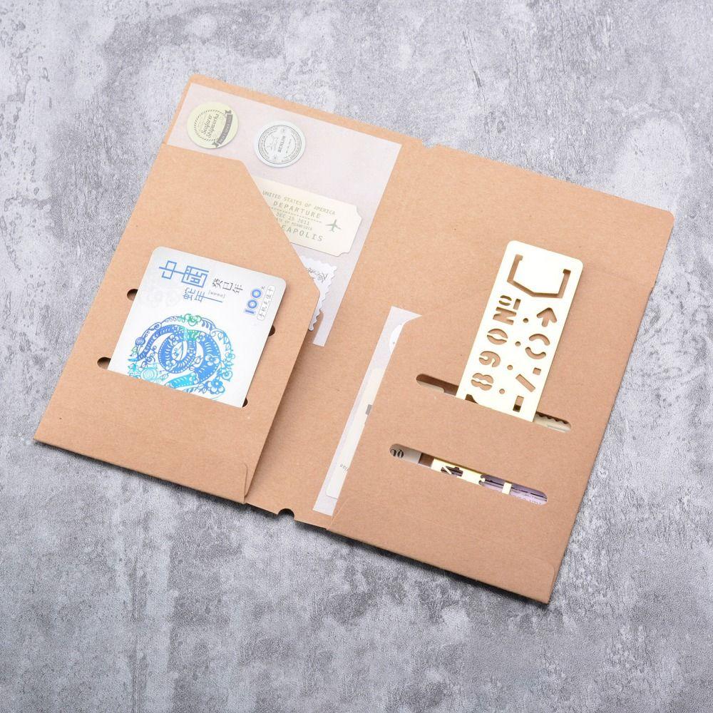 Multi-Functional Kraft Paper File Folder Portable Refillable Insert Cards Organizer Travel Journals Accessories Business Trip