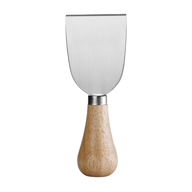 Rubber Wood Handle Stainless Steel Cheese Knife Set: Includes Fork, Spoon, Butter & Cream Knives