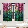 2pcs Floral Stained Glass Window Curtains   Room Darkening   Polyester   Holiday Decor   Home Decor   Rod Pocket Curtains