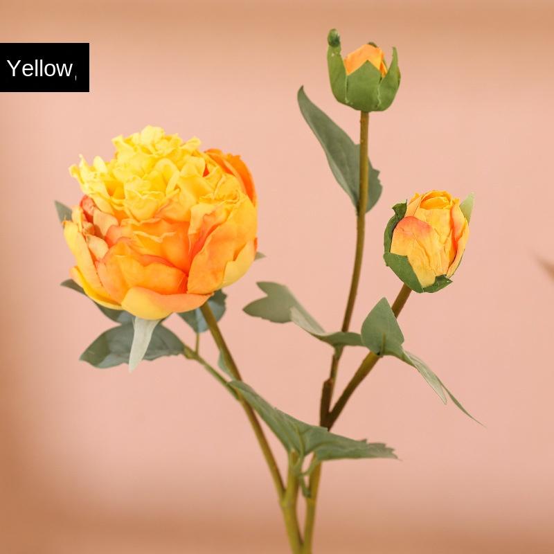 Simulare de înaltă calitate, 3 capete, miez de muguri, bujor, mătase, acasă, sufragerie, masă, decorare pentru nuntă, floare artificială falsă