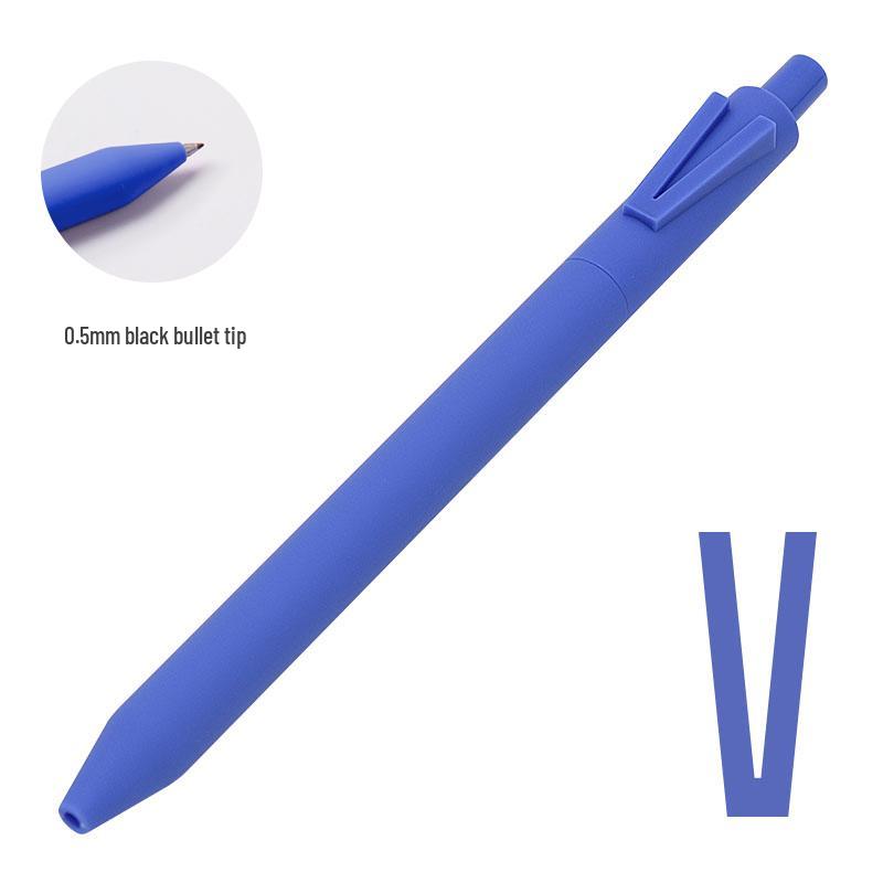 Shuyuan Black Gel Pen - Push-Button, Student Use, Minimalist Design, Candy-Colored Silicone Barrel.