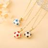 3D Football Necklace Metal Enamel Art Soccer Pendant Necklace for Men's Women's Party Sports Style Jewelry Accessories