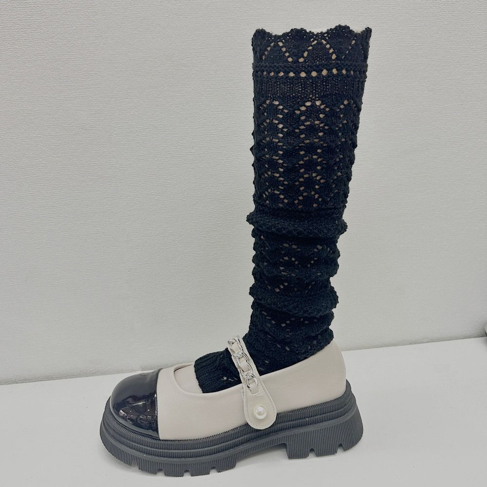 Y2k JK Calf Long Socks Lolita Knit Knee High Socks Simple Mid-tube Stocking  Women