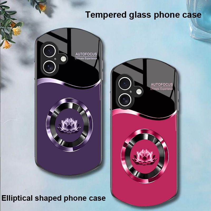 Kreis Lotus Weiß Für Apple IPhone 16 11 13 15 14 Pro Max 12 Mini 7 8 Plus XR X XS Elliptisch Geformte Hülle aus Gehärtetem Glas