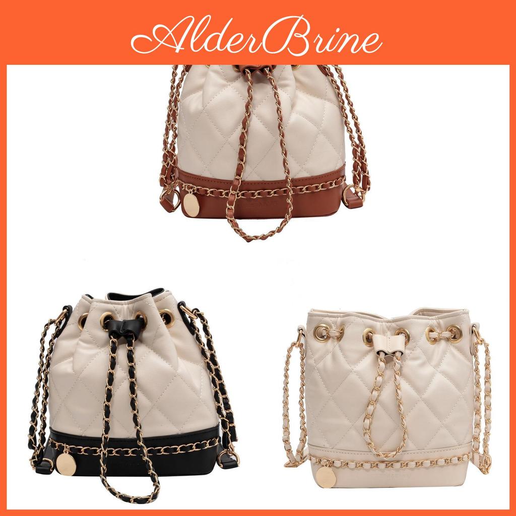 Fashionable Water Bucket Handbag With Chain Strap And Inner Compartments