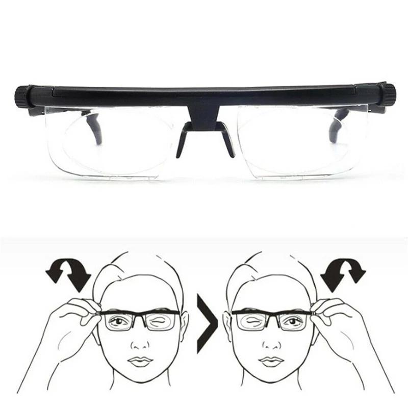 Double Vision Adjustable Reading Glasses Universal Focal Length Correction Myopia Presbyopia Eyewear -6D To +3D