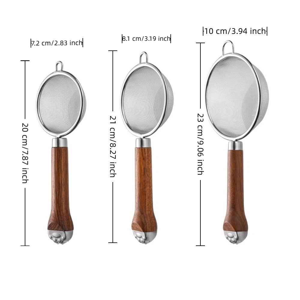 Food Grade Flour Filter Spoon Wooden Handle Kitchen Filter Handheld Sifter  Juice Filtering