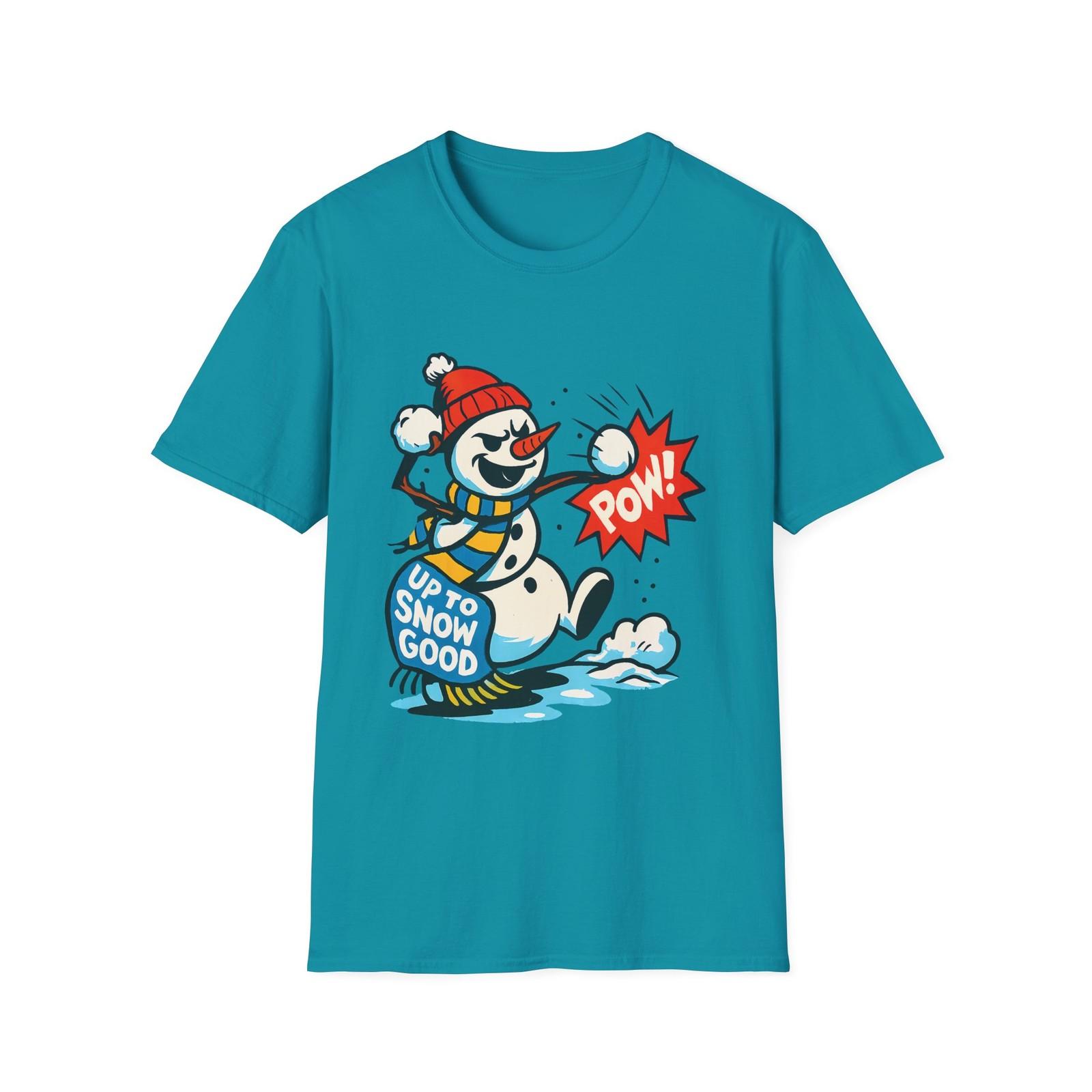 Unisex Softstyle T-Shirt Mens Womens Tees Top Gleeful Snowman Snowball POW Funny Christmas M