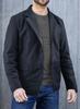 Formal Office Stylish Navy Blue Leather Men's Blazer Handmade Genuine Lambskin