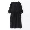 Summer Plus-Size Chiffon Puff Sleeve Lace Dress - High-End 2025 Collection