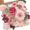 Artificial Flower Combination Box Set, Pink Silk Artificial Rose Bride Bouquet for Outgoing/Indoor DIY Center Piece Flowers for