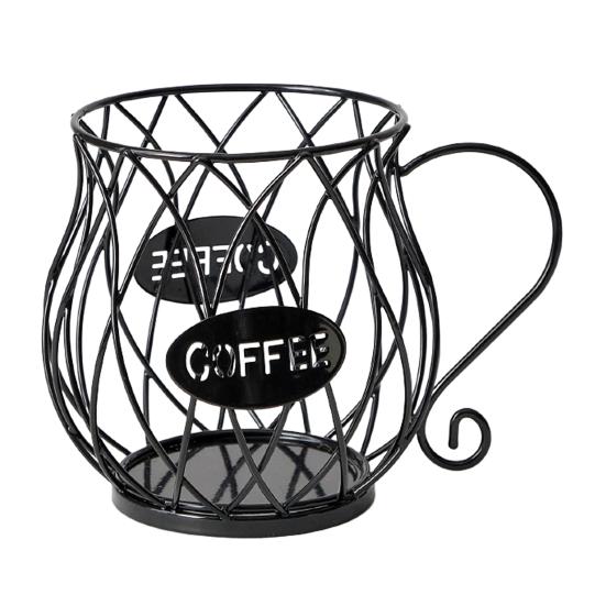 Coffee Pods Holder Mug Shape Coffee Capsule Basket Metal Wire Coffee Pods Organizer for Home Cafe Counter Table Bar