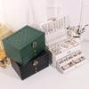 Cutie de bijuterii cu model diamant anti-oxidare cu trei straturi, cu capacitate mare pentru depozitarea colierelor și inelelor