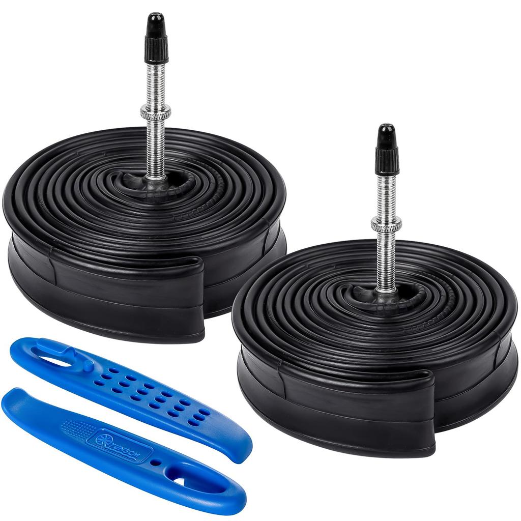 YunSCM 700 25c Presta Valve Best Choice for High Bicycle Tubes Tire Applicable to Road Bikes 2-pack, Tubes, 48mm, Rims, 700x18/25c + Levers,