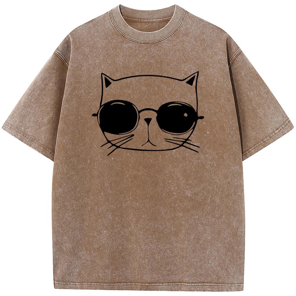 Men Women Casual Fashion Oversized T-shirt Men Casual Cotton Short Sleeve T-shirts 90s vintage Unisex washed old T-shirt