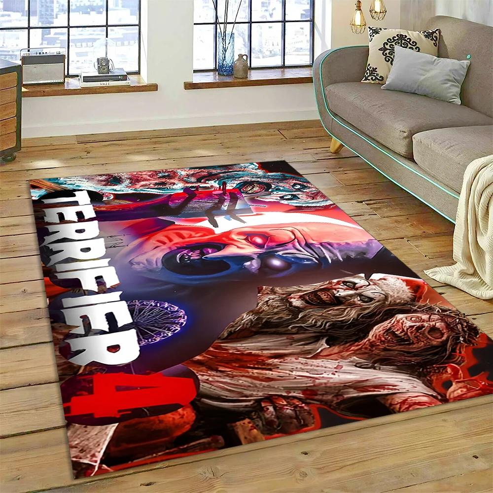 

2025 New Style Terrifier 3 Horror Clown Movie Carpet Rug for Bedroom Living Room Home Sofa Decoration,kids Play Decor Floor Mat 40x60cm( 15x23in )
