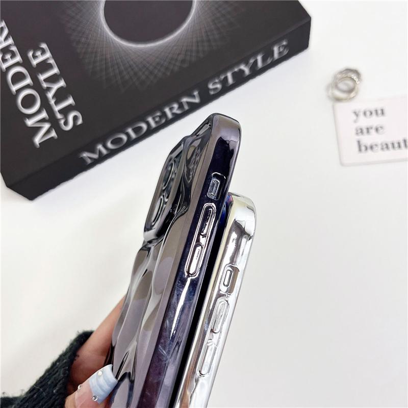 For iPhone 15 Pro Max Luxury 3D Meteorite Texture Plating Frame Phone Case For iPhone 11 12 13 14 16 Plus Soft Protective Cover