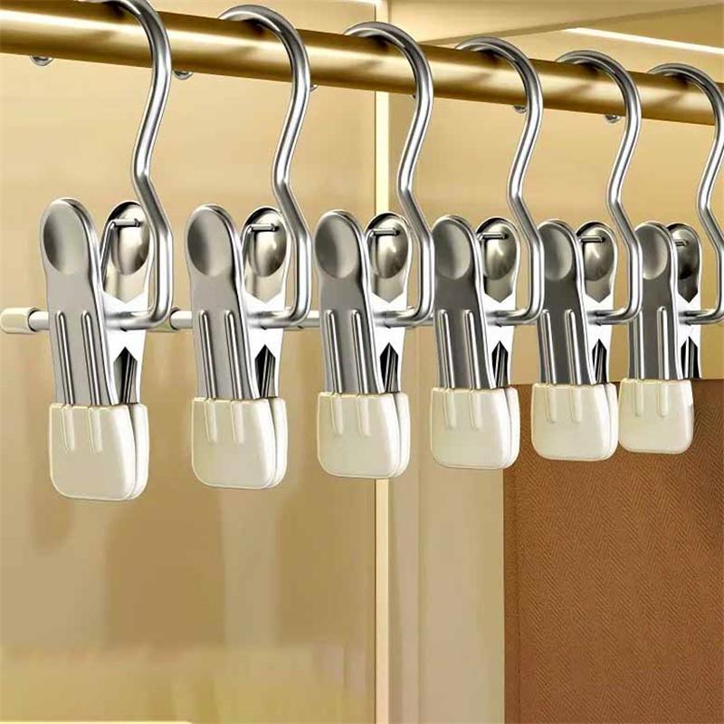 30 Stück Wäscheklammern aus Edelstahl mit Haken, Hosenständer, tragbarer Hängeschrank, Kleiderbügel, Wäsche, Reisebedarf für Zuhause