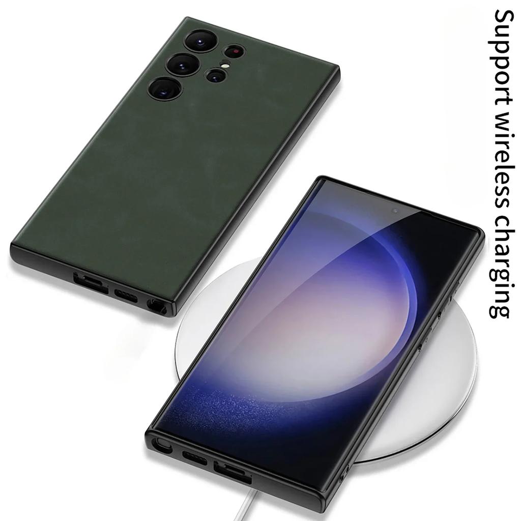 Skin Leather Hard Shell Phone Case For Samsung Galaxy S25 S24 Plus Ultra Shockproof Case