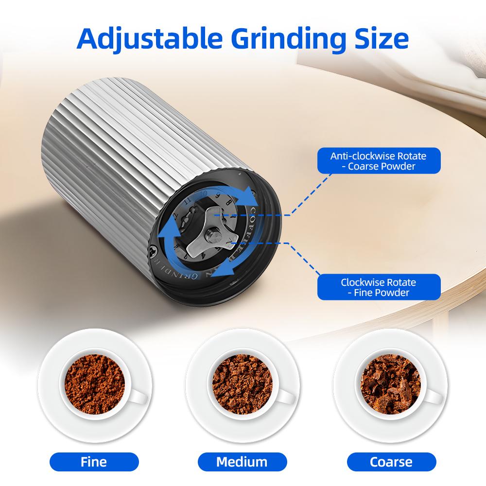 Manual Coffee Grinder - Stepless Adjustable Settings Portable Hand Coffee Mill with CNC Stainless